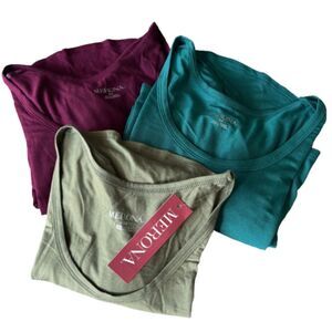 Lot Of 3 MERONA XS Rayon High Low Rounded Hem Scoop Neck T Shirt #Y